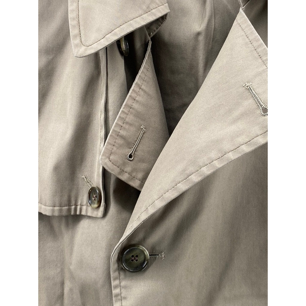 UNBRANDED Men's Tan Button-Up Long Sleeve Notch Collar Belted Trench Coat SZ L