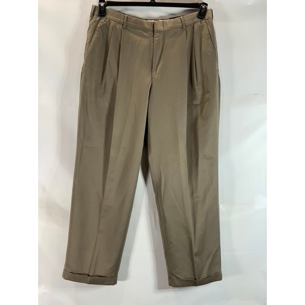 JOHN HENRY Men's Tan Pleated Front Dress Pants SZ 36X30
