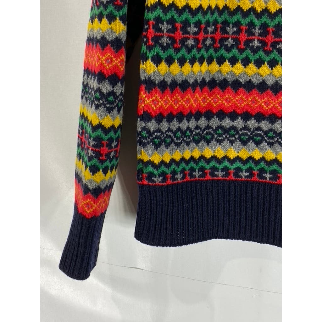 J.CREW Men's Multicolor Crewneck Lambs Wool Knit Long Sleeve Sweater SZ S