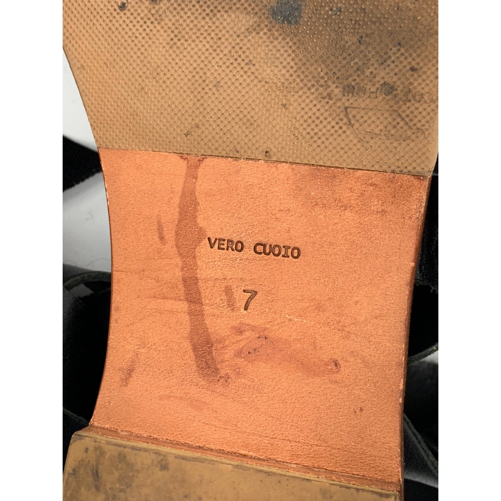 POUR & VICTOIRE Women's Black Leather Round Open-Toe Strappy Sandals SZ 7