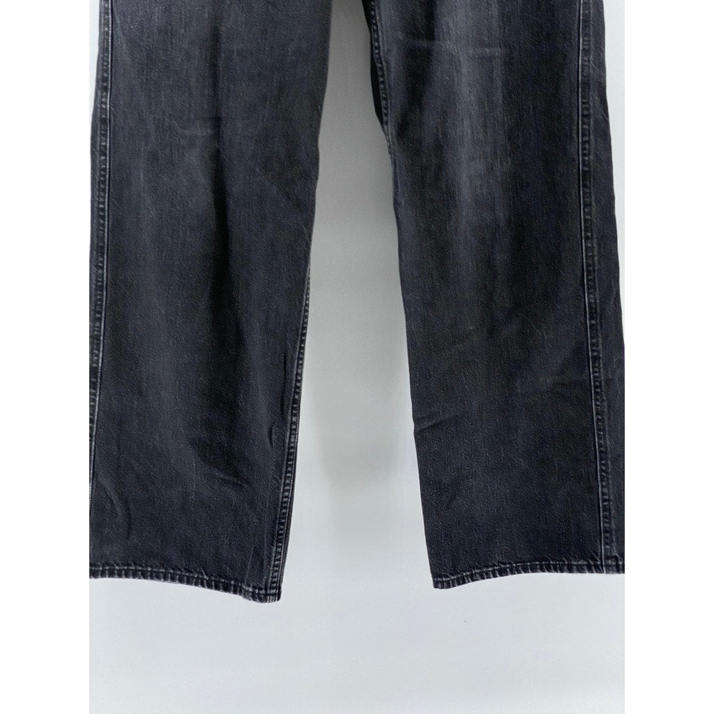 UNIQLO JEANS Women's Black Denim Straight-Leg Baggy Fit Jeans SZ 28X31