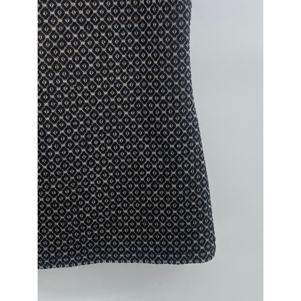 ANN TAYLOR Women's Black Geo Print Mock-Neck Sleeveless Top SZ S