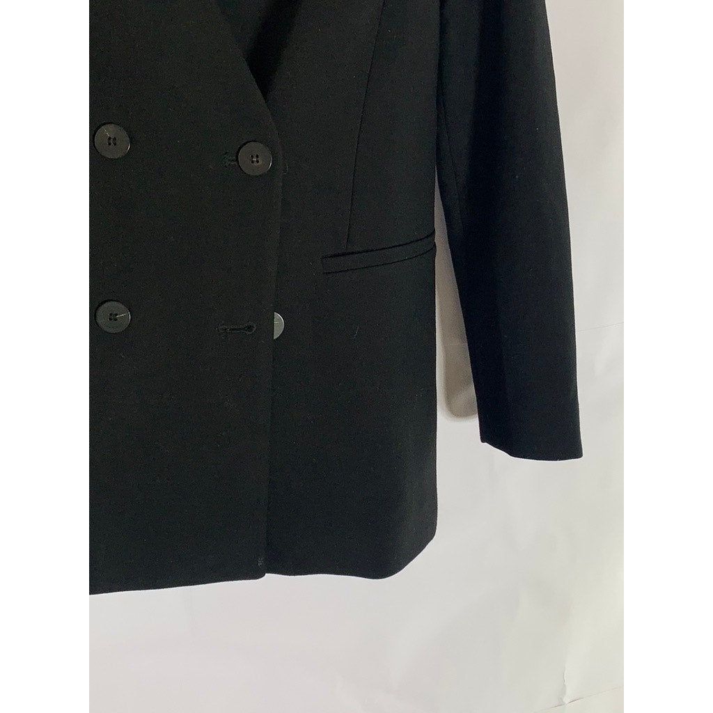 MANGO SUIT Women's Black Solid Double-Breasted Collarless Blazer SZ 2XS