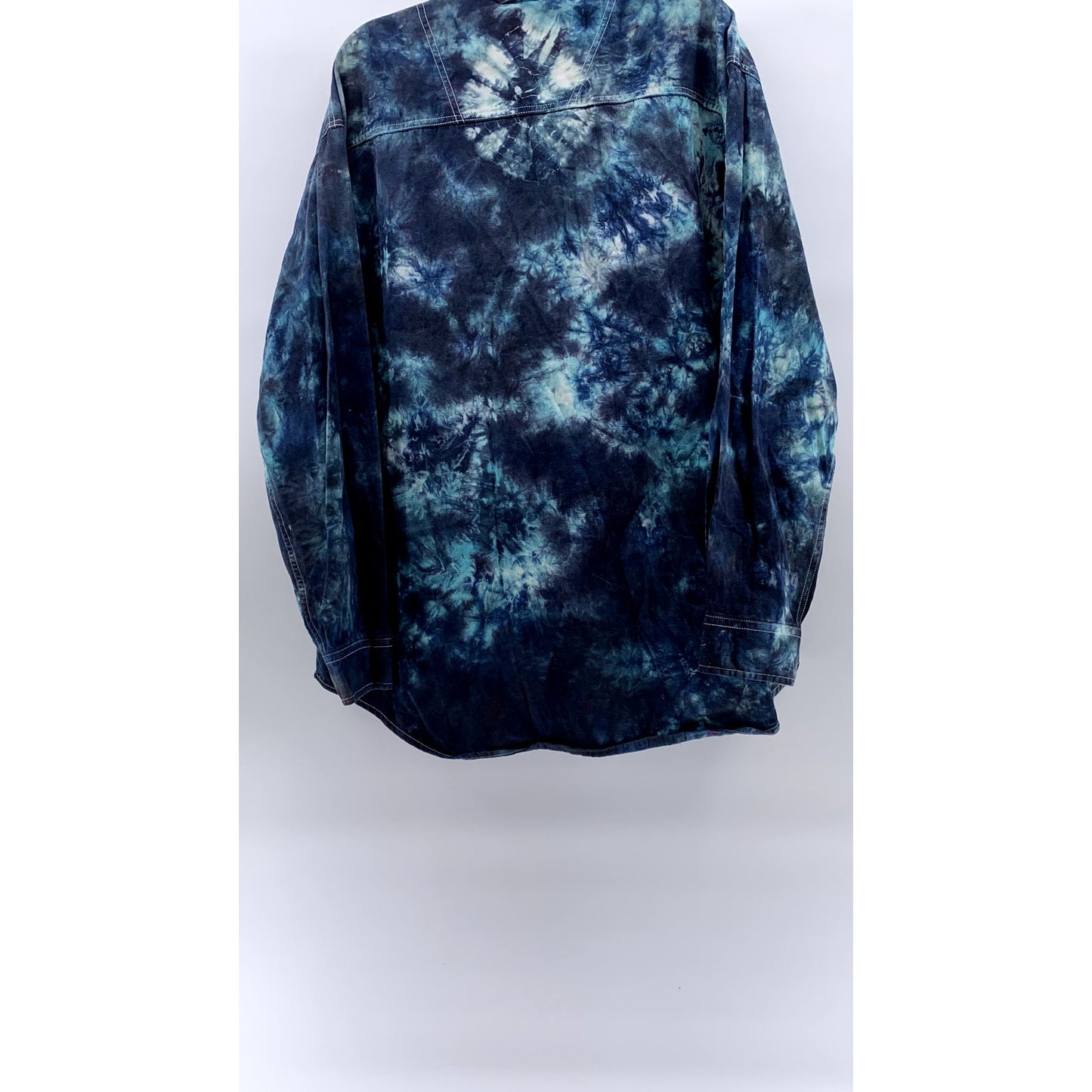 ULTRA CLUB Men's Blue Tie-Dye Regular-Fit Button-Up Long Sleeve Shirt SZ XL