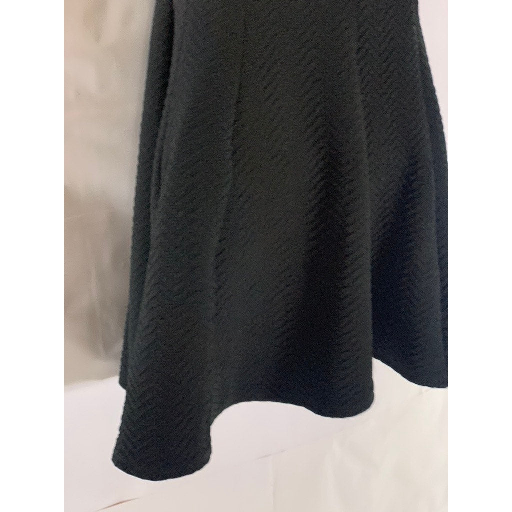 LOVE J Women's Black Solid Zig-Zag Textured Strapless Mini A-Line Dress SZ L