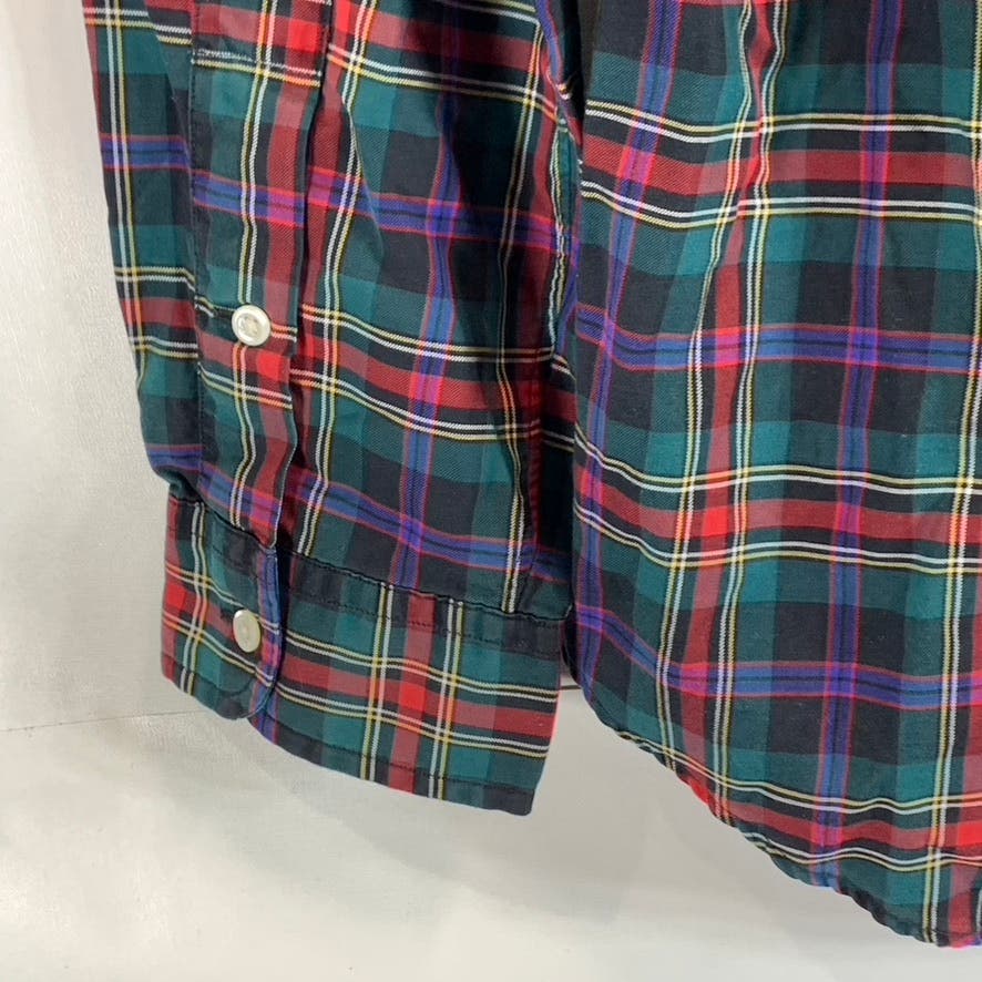 RALPH LAUREN Men's Red/Green Plaid Classic-Fit Button-Up Long Sleeve Shirt SZ L