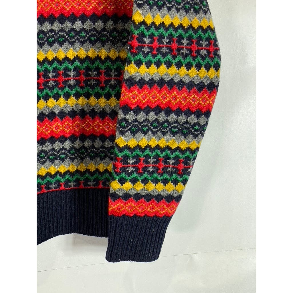 J.CREW Men's Multicolor Crewneck Lambs Wool Knit Long Sleeve Sweater SZ S