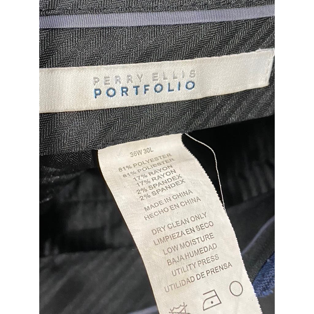 PERRY ELLIS PORTFOLIO Men's Navy Flat Front Dress Pants SZ 36X30