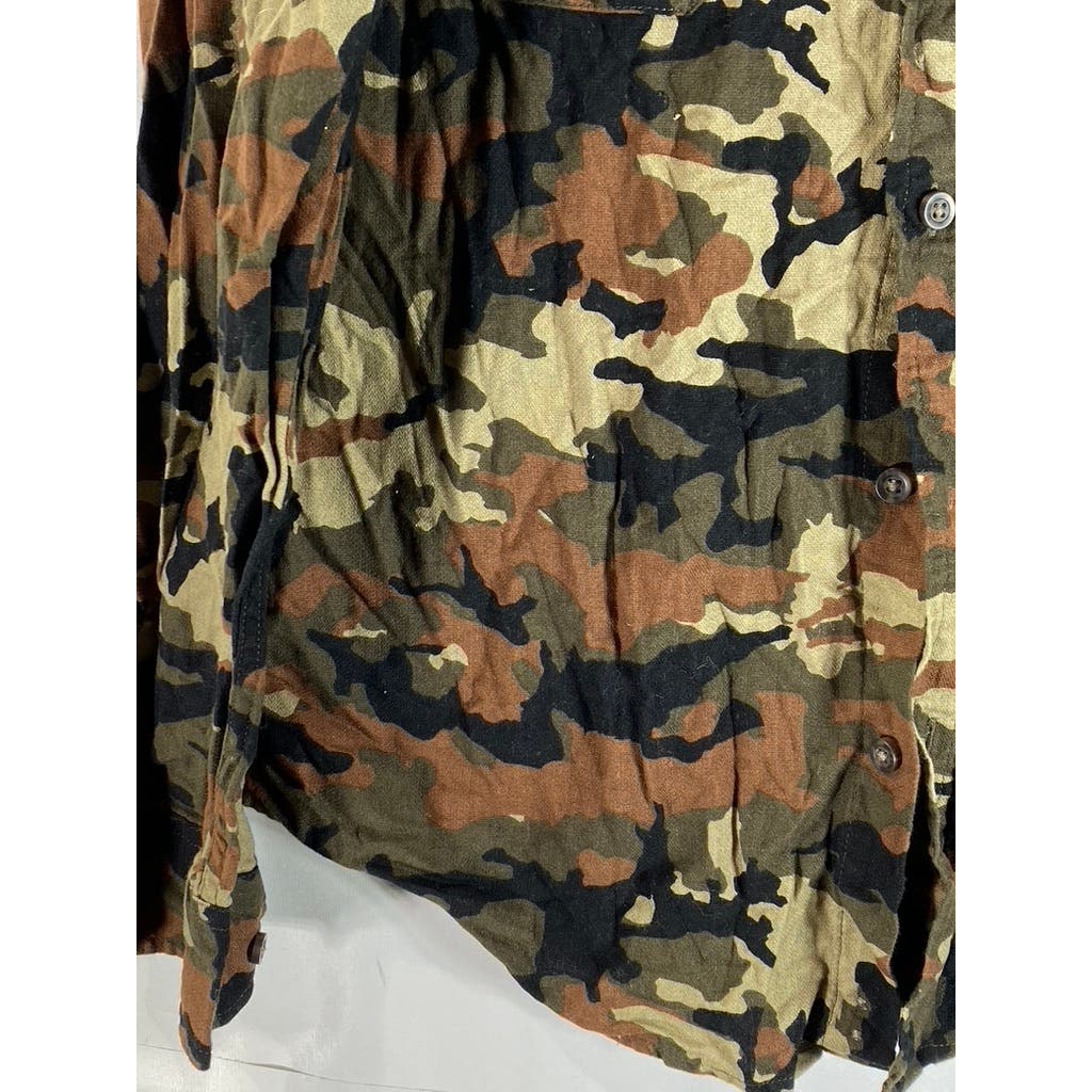 GOODFELLOW & CO Men's Green Camo Standard-Fit Button-Up Long Sleeve Shirt SZ M