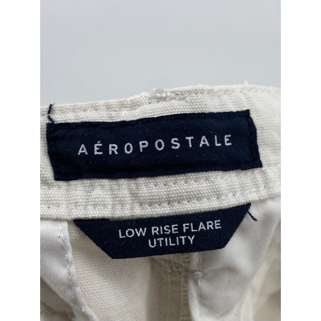 AEROPOSTALE Women's Off-White Low-Rise Flare Utility Cargo Pants SZ M