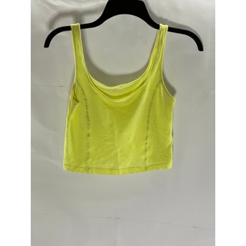 AERIE Women's Neon Yellow Straight-Neck Casual Tank Crop Top SZ XS