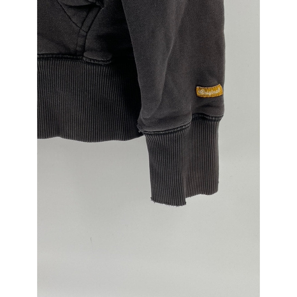 ORIGINAL PENGUIN Men's Washed Black Vintage Hooded Zip-Up Sweater SZ M