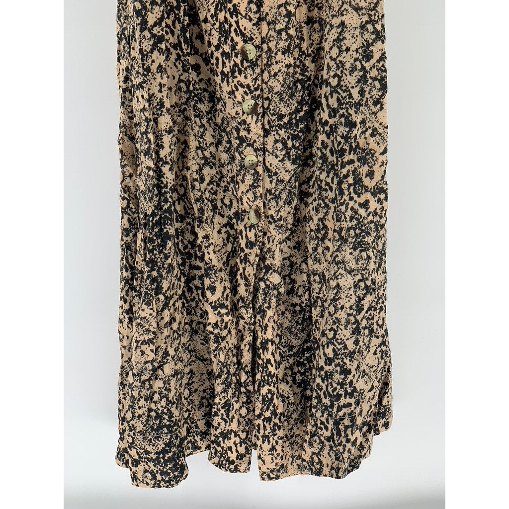 FREE PEOPLE Women's Brown Printed V-Neck Cutout Casual Maxi Dress SZ XS