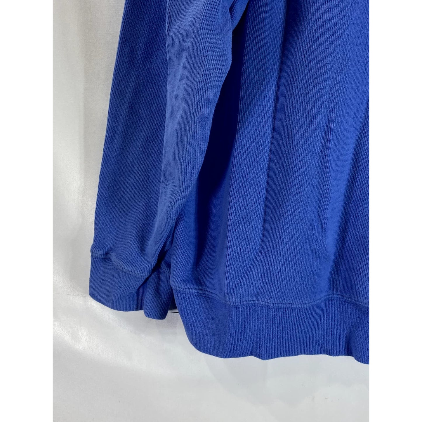 LANDS' END Men's Blue Cotton Bedford Rib Quarter-Zip Pullover Sweater SZ XL