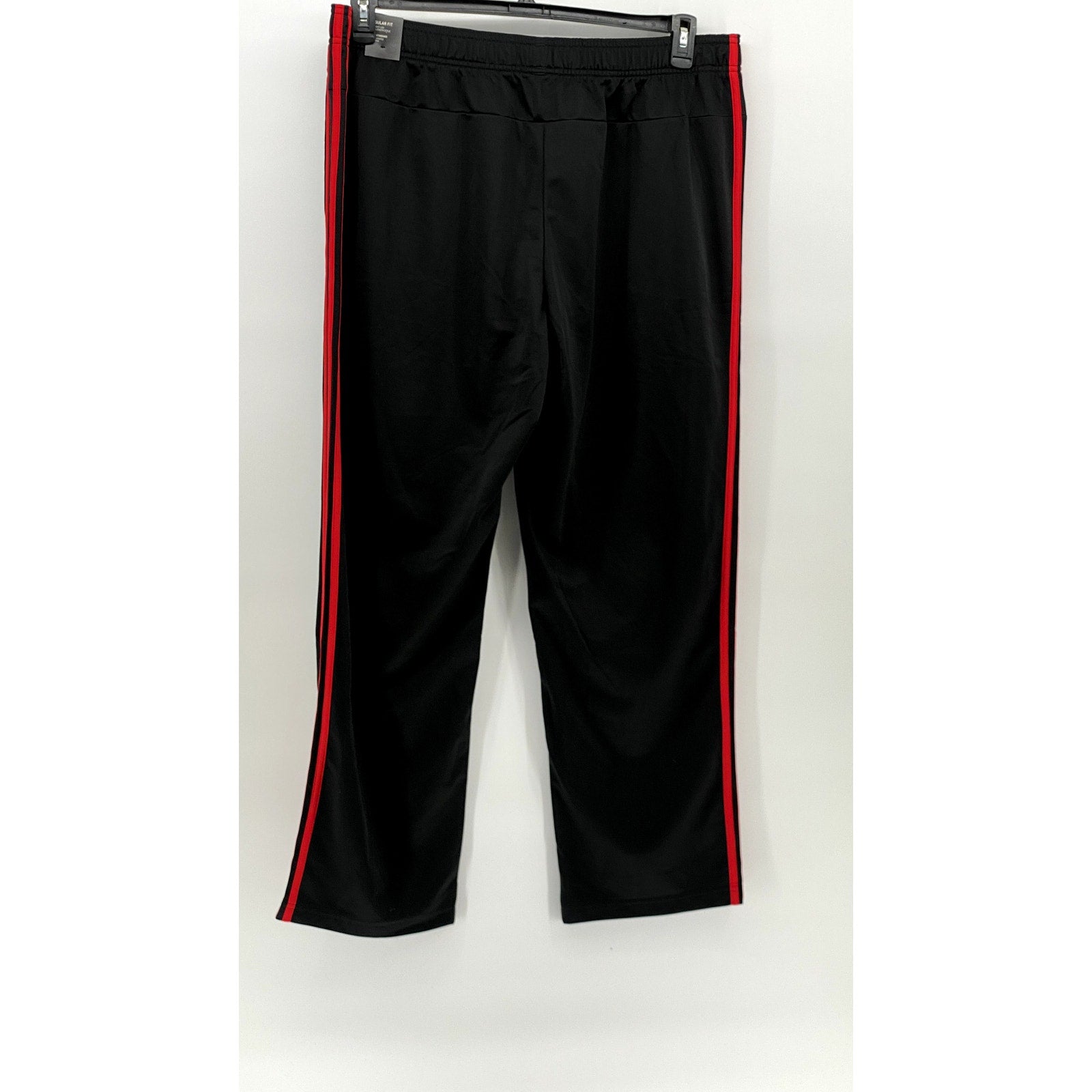 ADIDAS Men's Black-Red Side Stripe Regular-Fit Straight-Leg Track Pant SZ 2XL