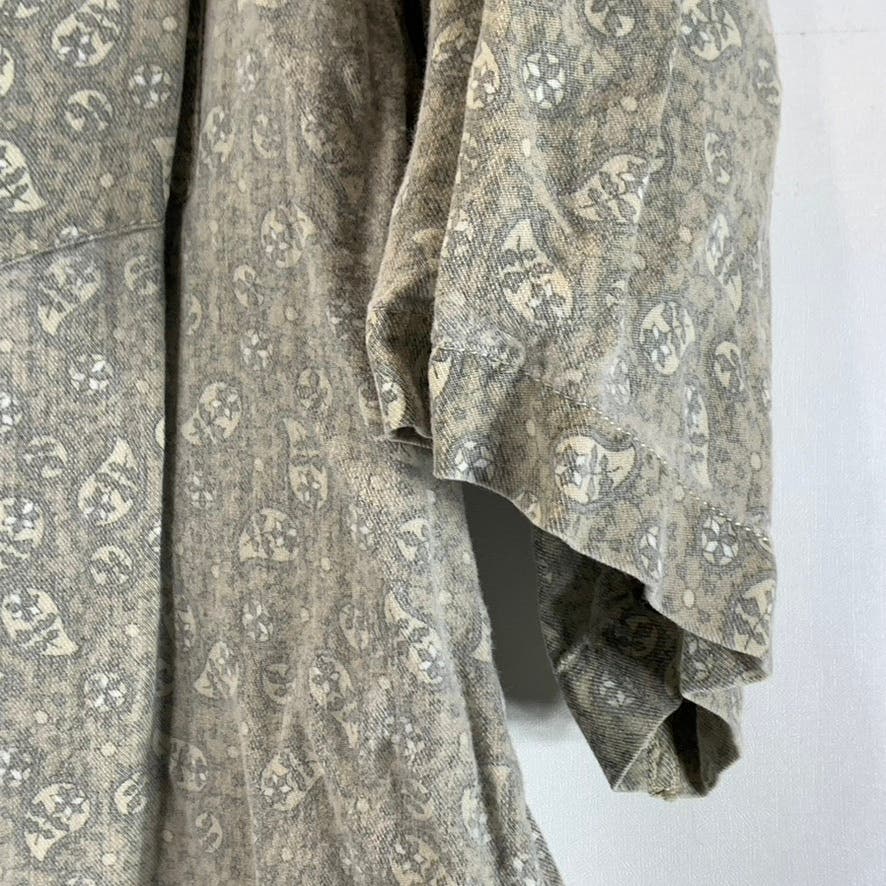 PERRY ELLIS PORTFOLIO Men's Tan Printed Button-Up Short Sleeve Shirt SZ L