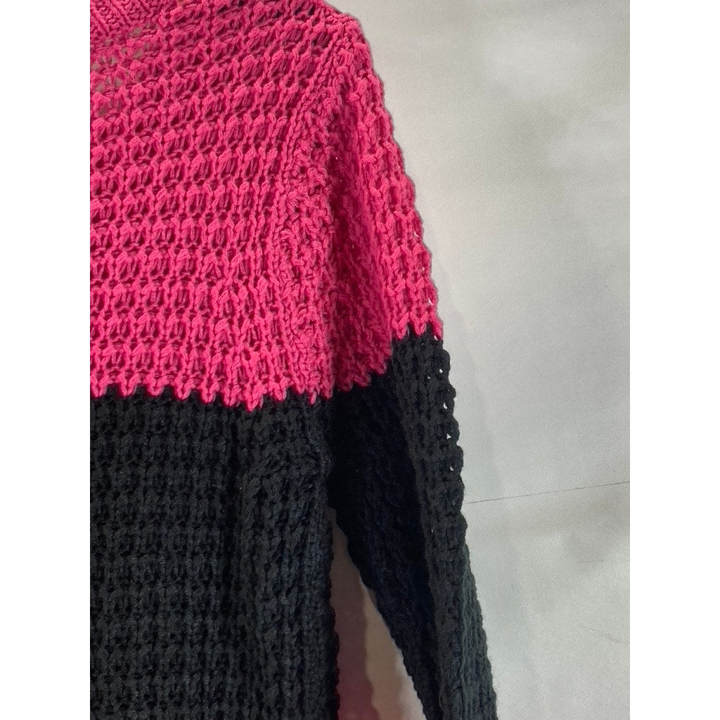IM IN LOVE WITH DEREK Women's Pink/Black Striped Knit Pullover Sweater SZ M