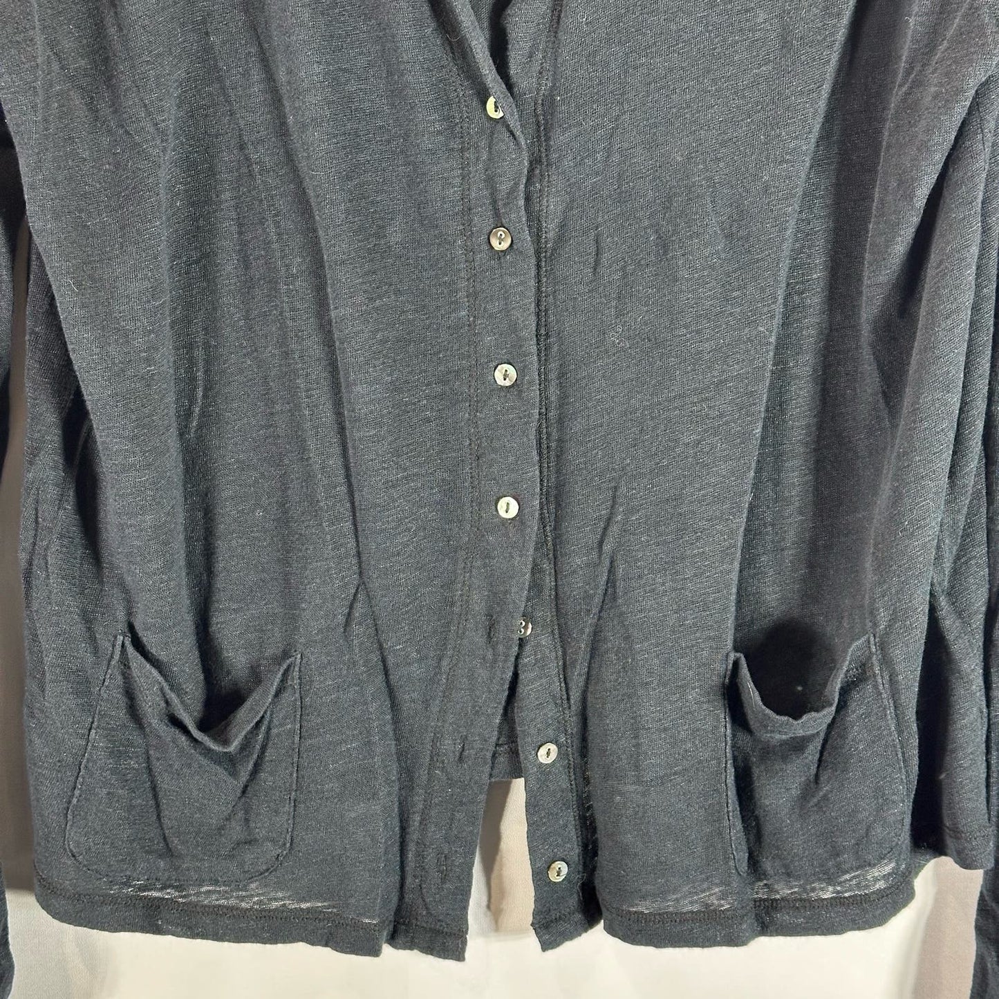 MAJESTIC FILATURES Women's Black Solid Button-Down Tie-Neck Cardigan SZ 3(USM)