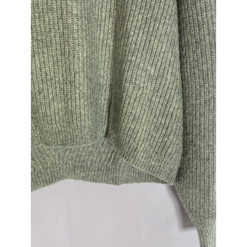 H&M Women's Gray V-Neck Rib Knit Pullover Sweater SZ M
