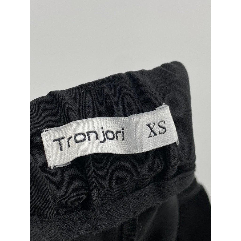 TRONJORI Women's Black Solid High-Rise Wide-Leg Casual Palazzo Trousers SZ XS