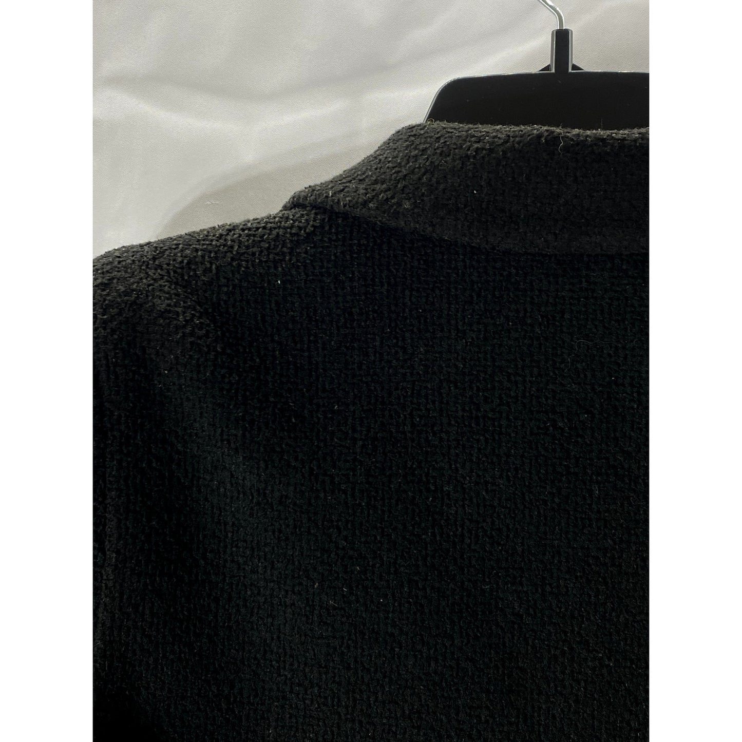 FOREVER 21 Women's Black Textured Notch-Collar Snap-Button Coat SZ S