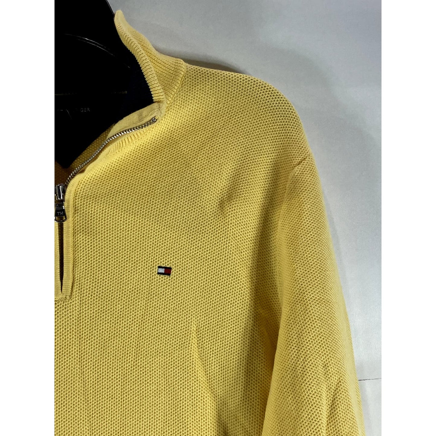 TOMMY HILFIGER Men's Yellow Quarter-Zip Pullover Sweater SZ M