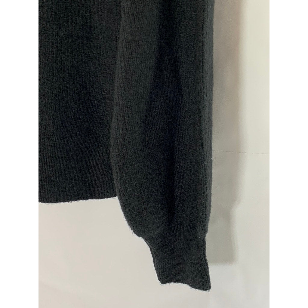 MADEWELL Women's Black Coziest Yarn Melwood Square-Neck Long Sleeve Sweater SZ L