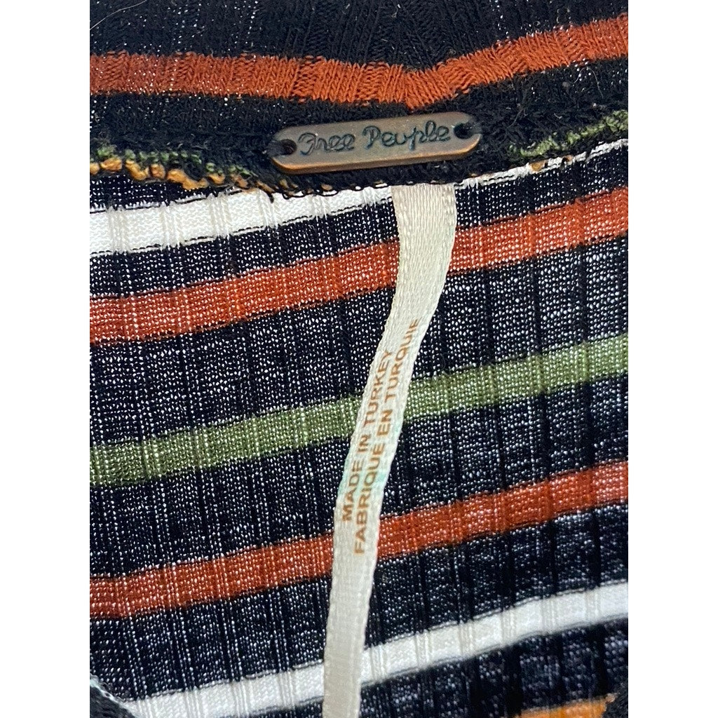 FREE PEOPLE Women's Black-Multicolor I'm Cute Striped Turtleneck Top SZ XS