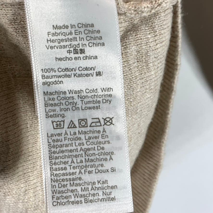 J. CREW Men's Beige Cotton Crewneck Raglan Long Sleeve Pullover Sweater SZ L