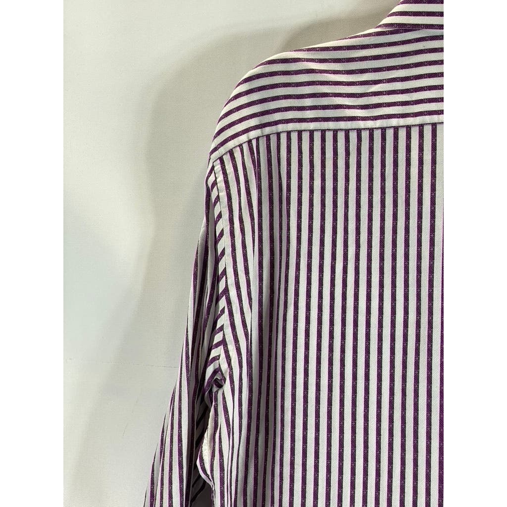 ROBERT GRAHAM Men's White/Burgundy Striped Knowledge Wisdom Truth Shirt SZ 17