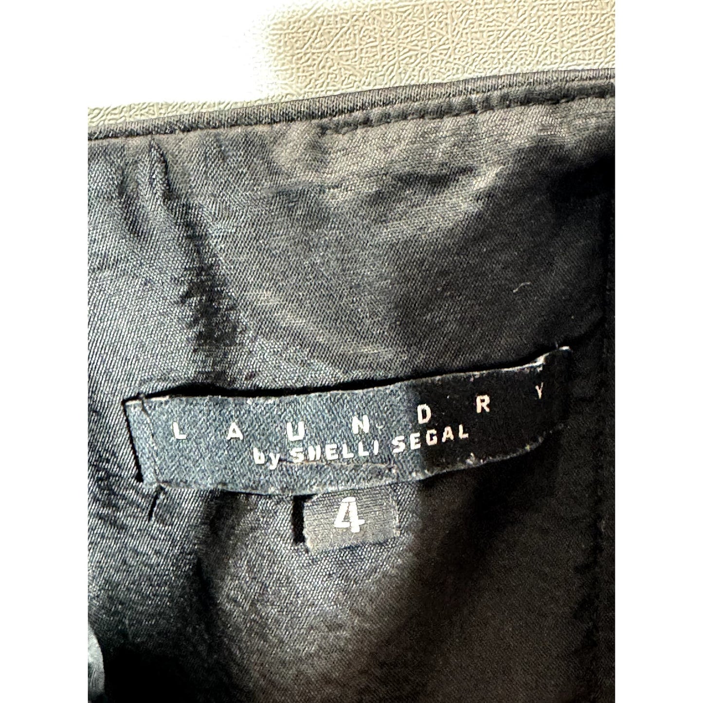 LAUNDRY BY SHELLI SEGAL Women's Black Satin Waist-Bow Spaghetti Strap Dress SZ 4