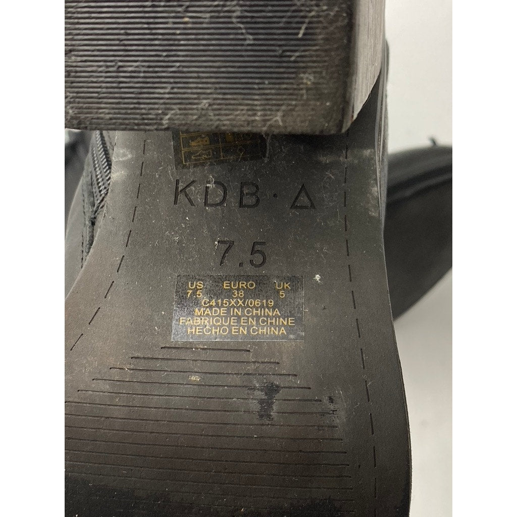 KELSI DAGGER BROOKLYN Women's Black Leather Round-Toe Heeled Ankle Bootie SZ 7.5