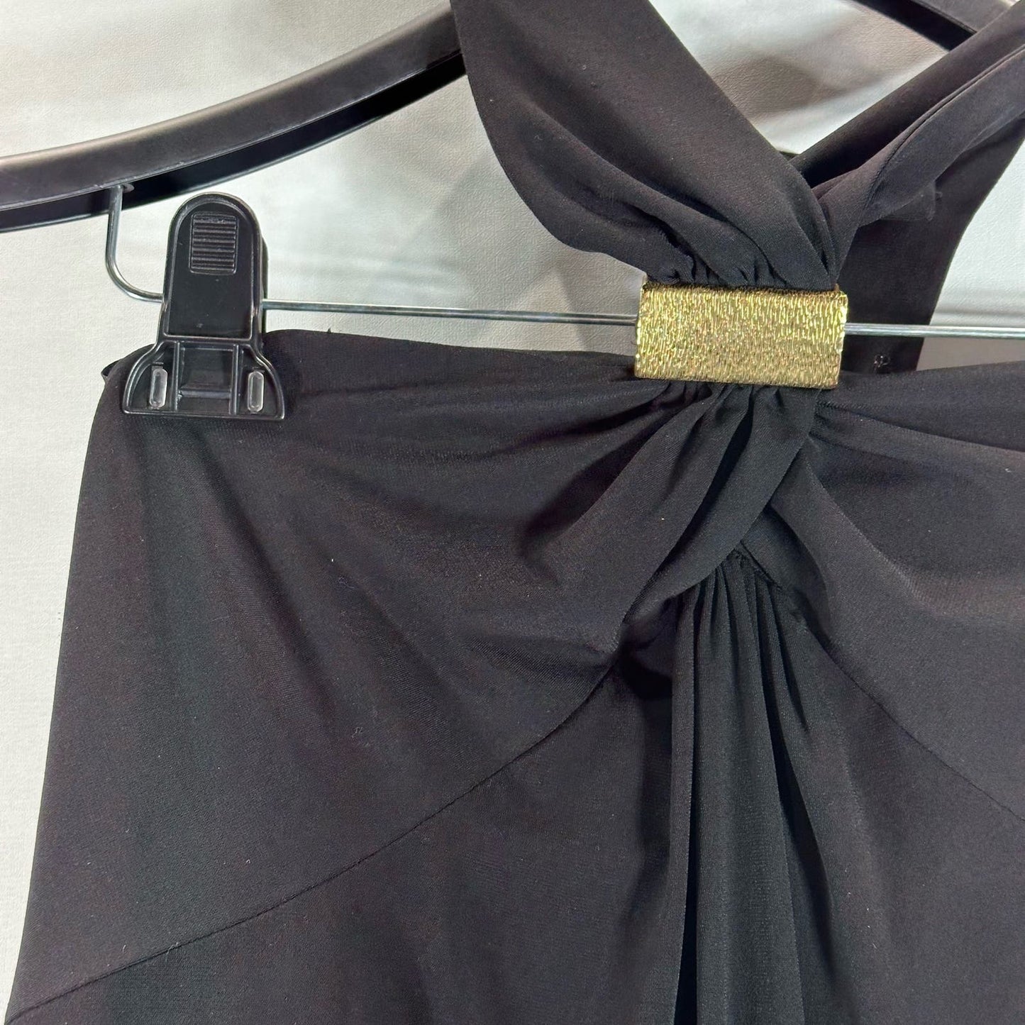 LAUNDRY By Shelli Segal Women's Black Hardware Halter Knee Length Dress SZ 10