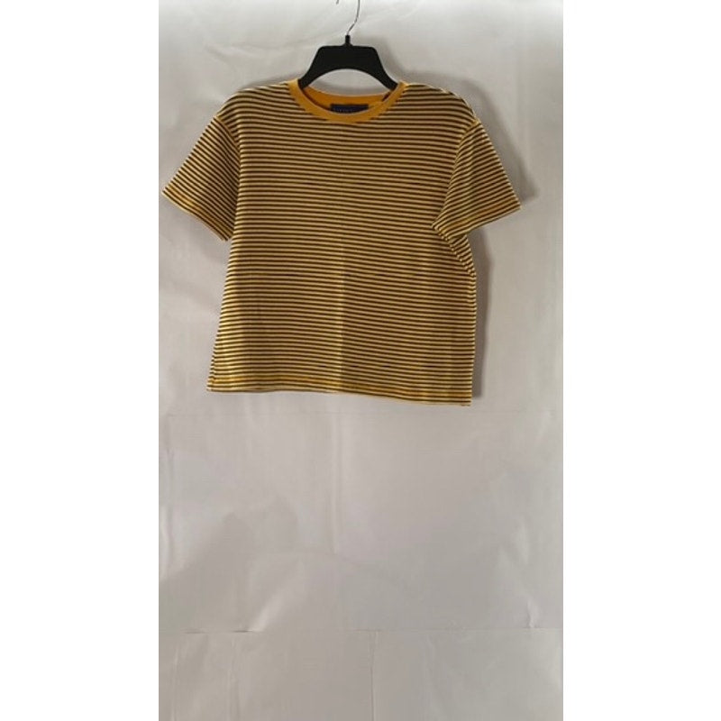 KAREN SCOTT Women's Orange/Black Striped Crewneck Short Sleeve Top SZ M