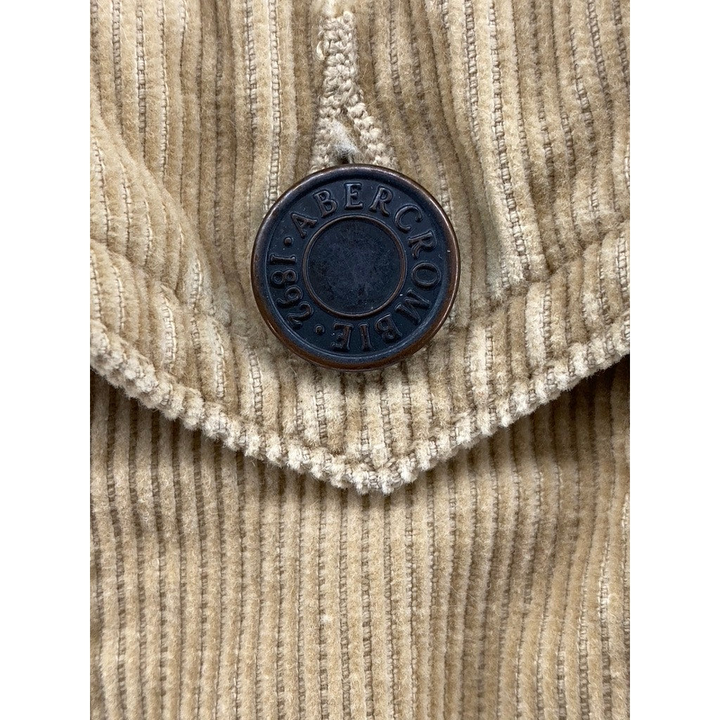 ABERCROMBIE & FITCH Women's Vintage Tan Corduroy Button-Up Trucker Jacket SZ L