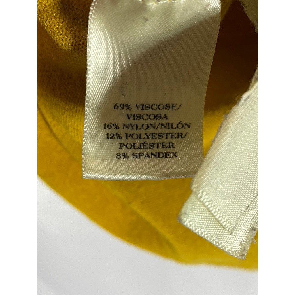 ANN TAYLOR Women's Yellow-Gold Solid Boatneck Long Sleeve Top SZ M
