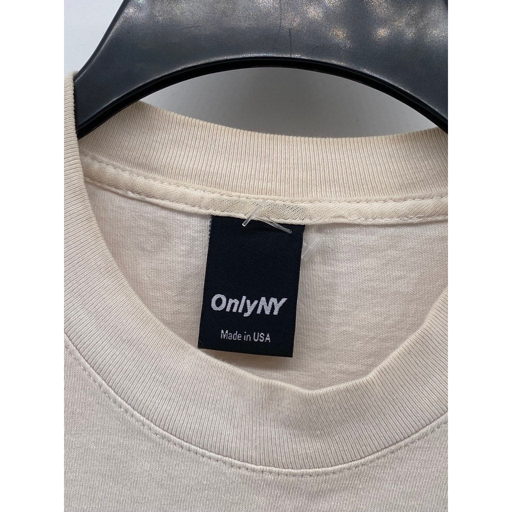 ONLYNY Men’s Beige ‘New Yawk’ Crewneck Short Sleeve Logo T-Shirt SZ L