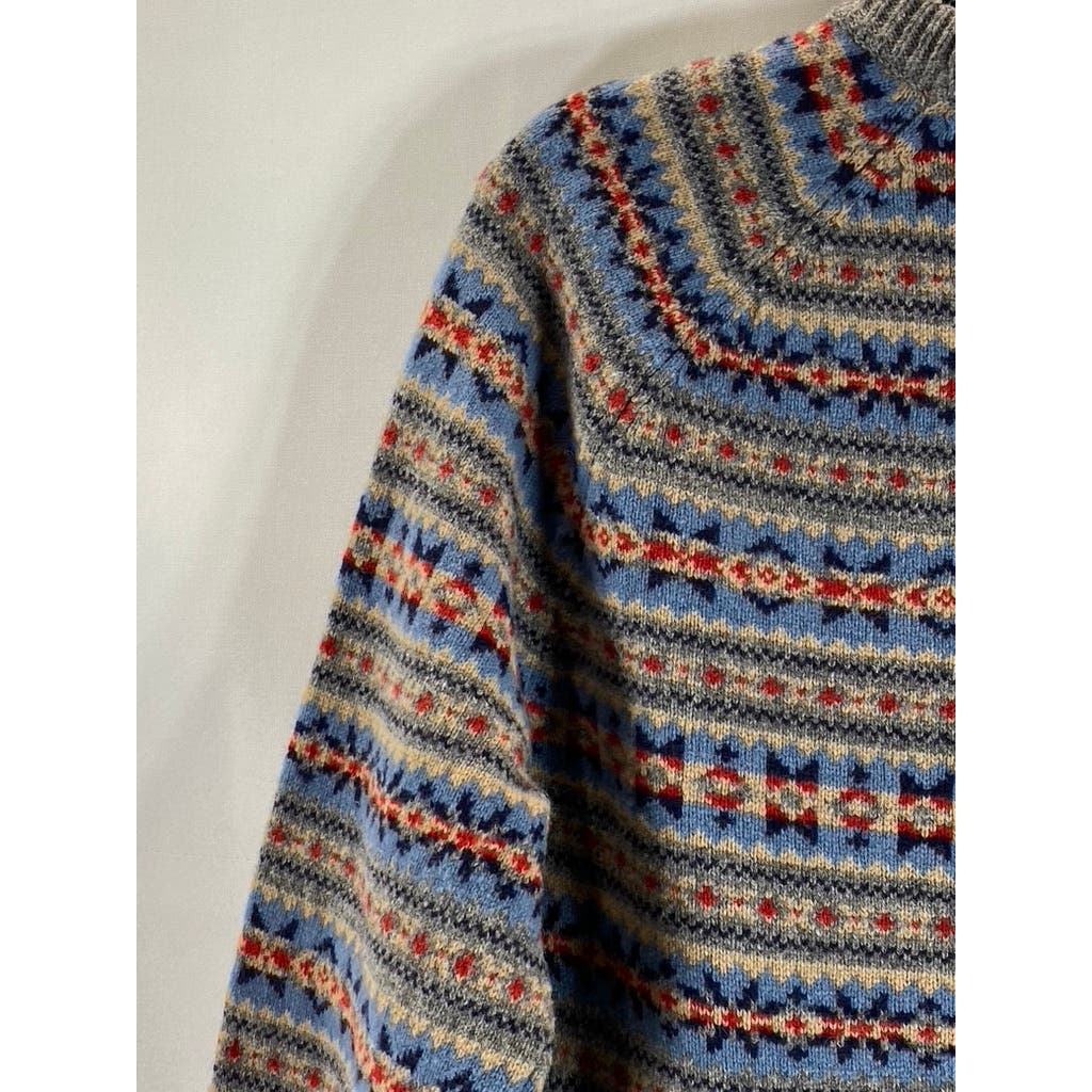 J.CREW Men's Grey Multi Crewneck Lambswool Pullover Sweater SZ M