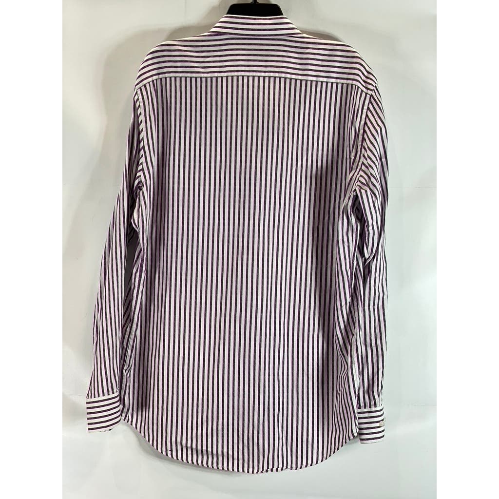 ROBERT GRAHAM Men's White/Burgundy Striped Knowledge Wisdom Truth Shirt SZ 17