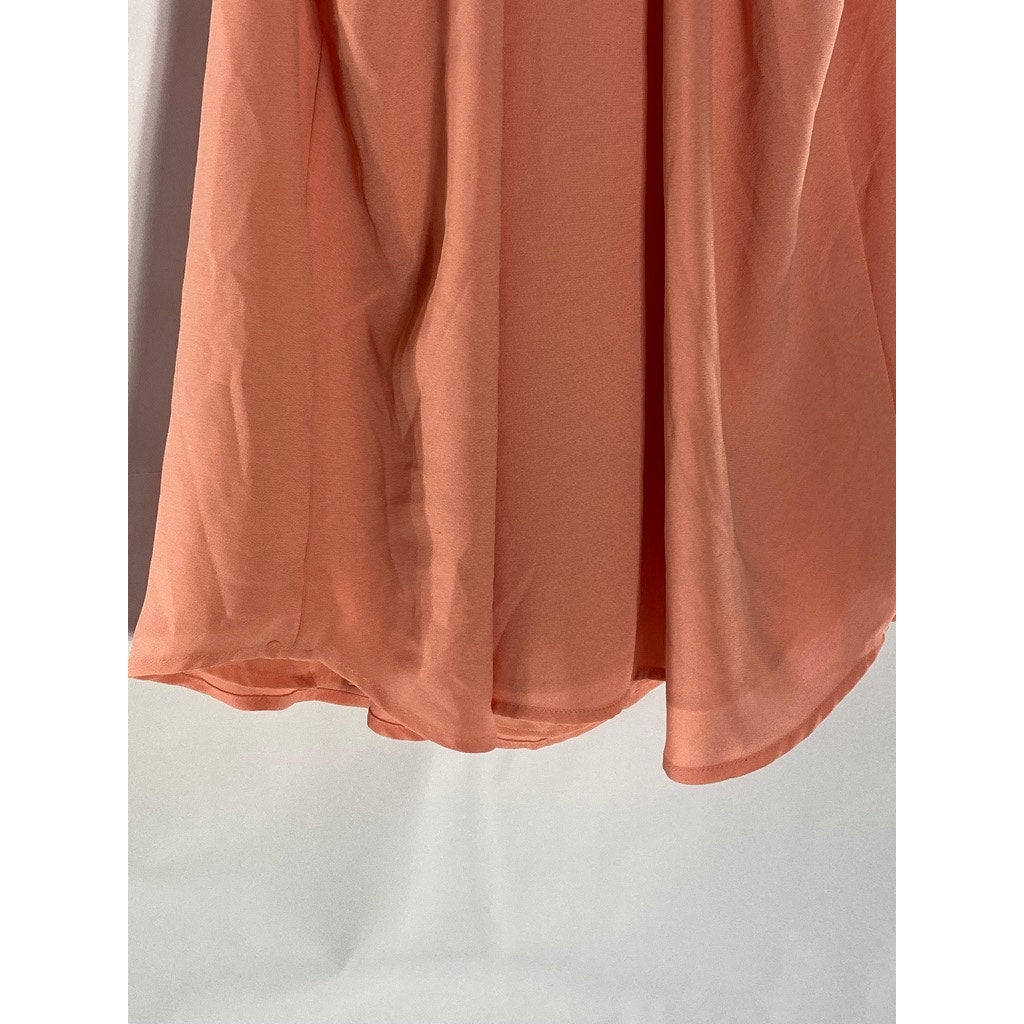 ANN TAYLOR LOFT Women's Peach V-Neck Spaghetti Strap Loose-Fit Racerback Top SZS
