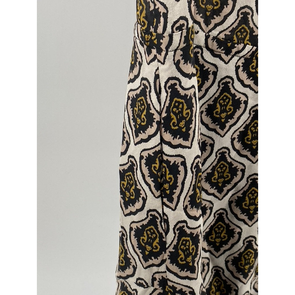 A.L.C Women’s Cream Printed Calder Sleeveless Tie-Waist Mini A-line Dress SZ 8