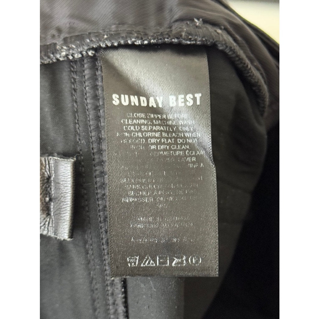 ARITZIA SUNDAY BEST Women's Black Faux-Leather Wide-Leg Five-Pocket Pants SZ 00