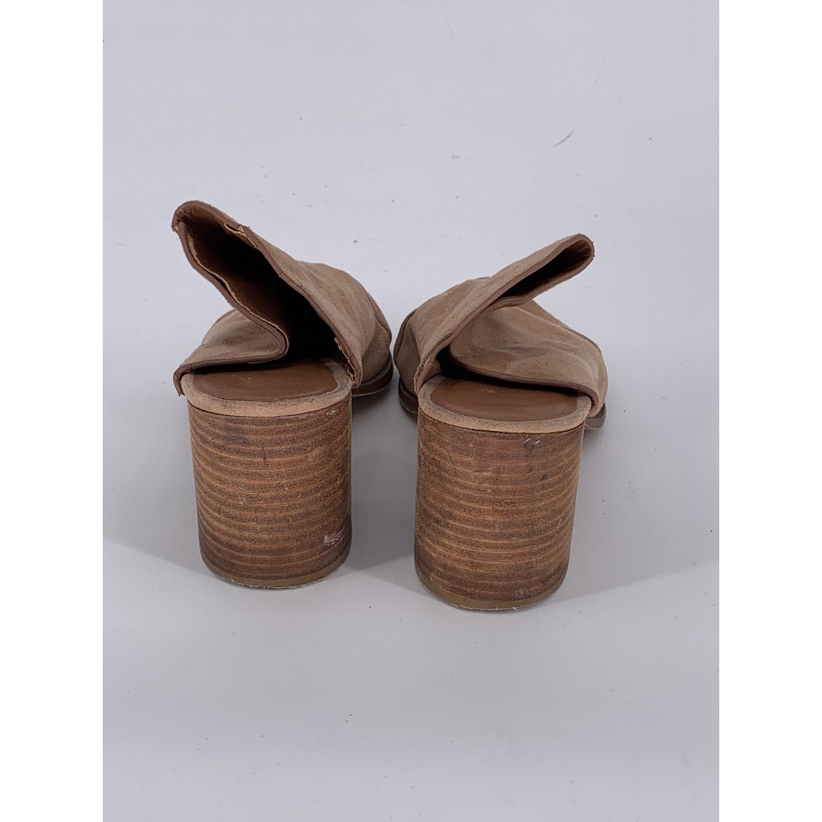 REPORT Women's Tan Suede Tisha Pointed-Toe Block Stacked-Heel Mules SZ 8.5