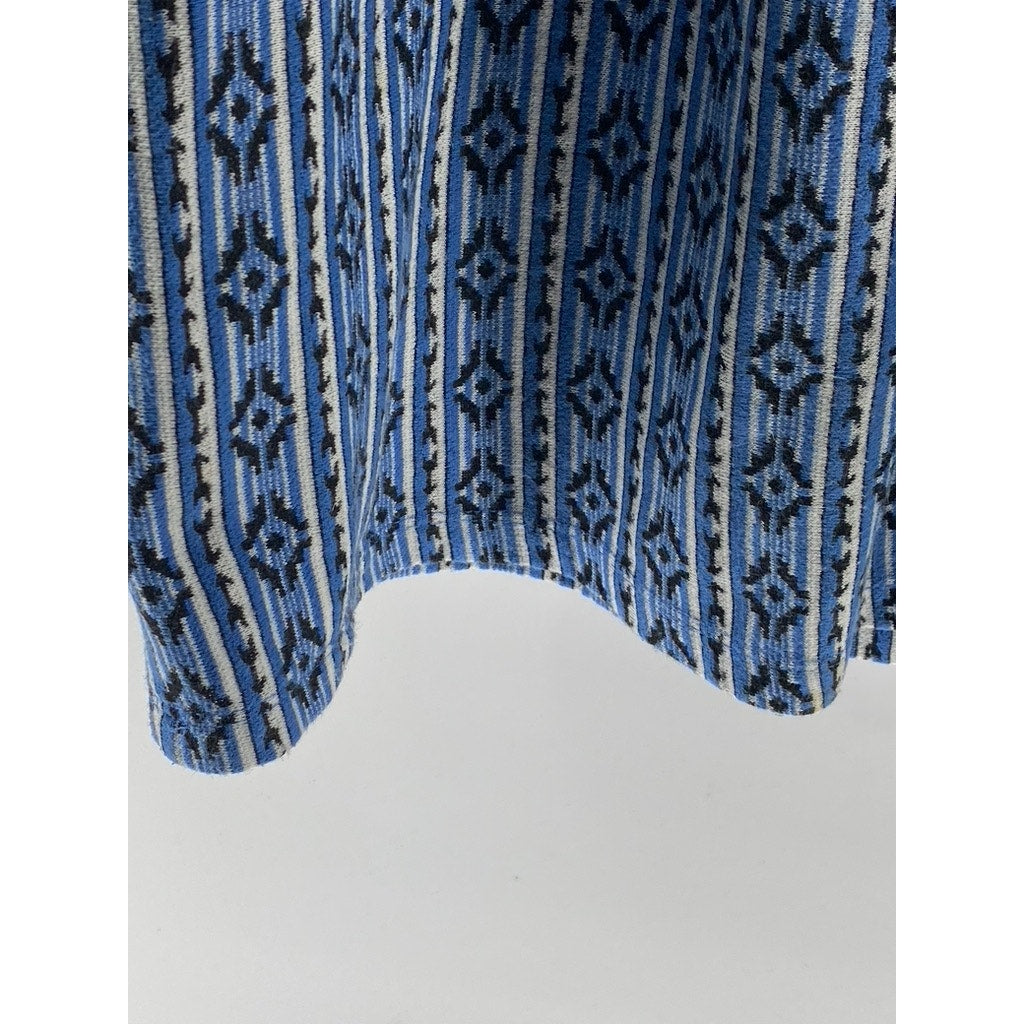 MAEVE By Anthropologie Women's Blue Printed V-Neck Sleeveless A-Line Dress SZ 10