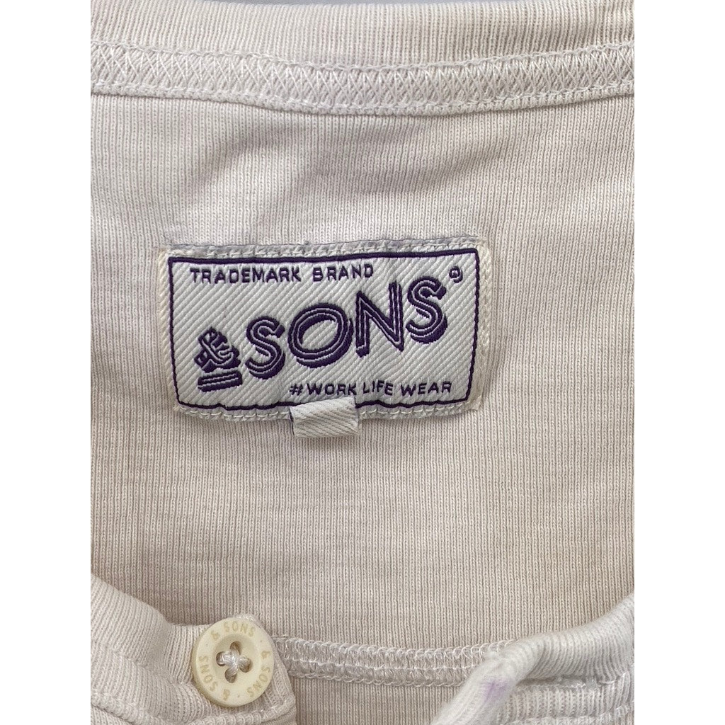 & SONS Men's Beige Casual Short Sleeve Polo Shirt SZ XL