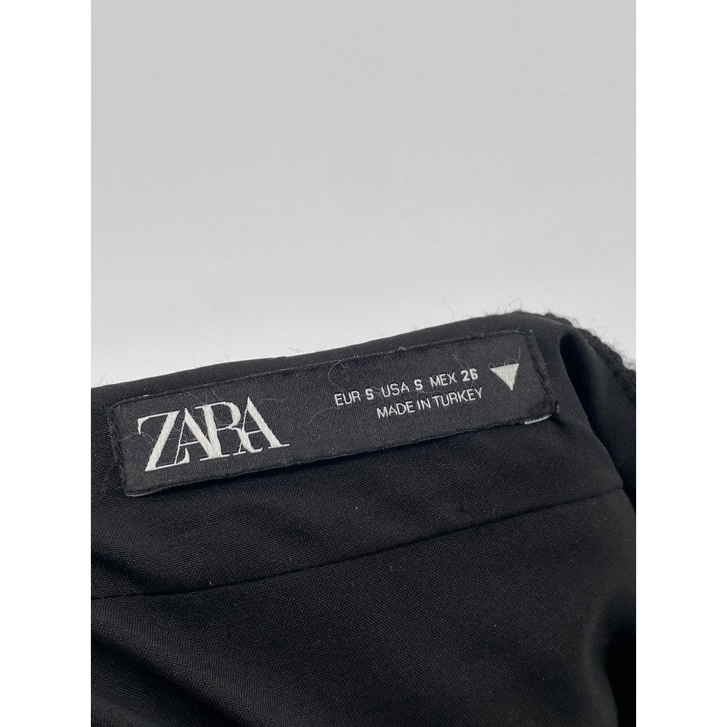 ZARA Women’s Black Tweed Embellished Button-Front Straight Mini Skirt SZ S