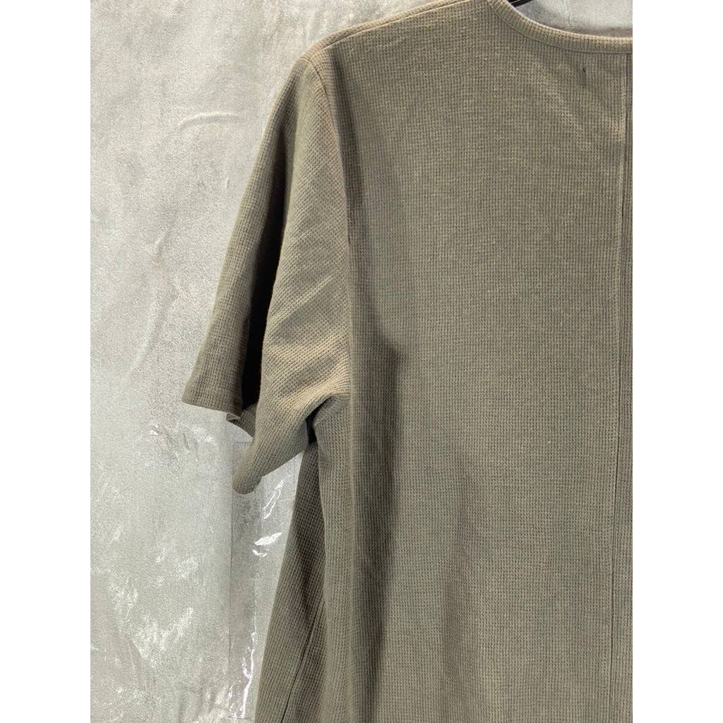 JACKSON Men's Olive Textured Crewneck Curved-Hem Short-Sleeve T-Shirt SZ M