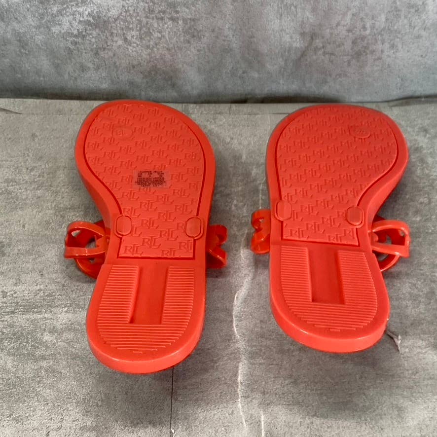 LAUREN RALPH LAUREN Women's Hayannis Port Orange Audrie Jelly Thong Sandals SZ8B