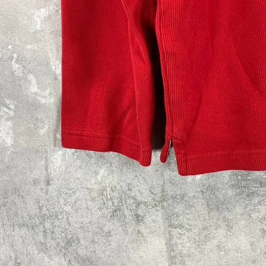 EDDIE BAUER Men's Red Quarter-Zip Cotton Pullover Sweater SZ M