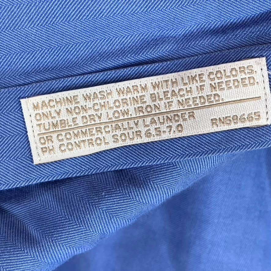 NORDSTROM Men's Blue Trim-Fit Button-Front Long-Sleeve Dress Shirt SZ 17 32/33